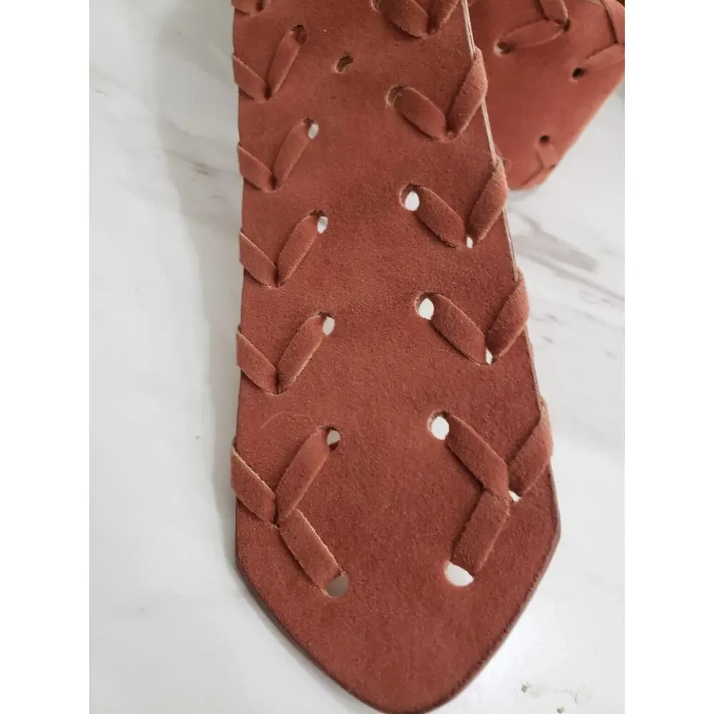 NEW Maurices Faux Suede Leather Belt‎ Women's LARGE Rust Color Stitching Detail